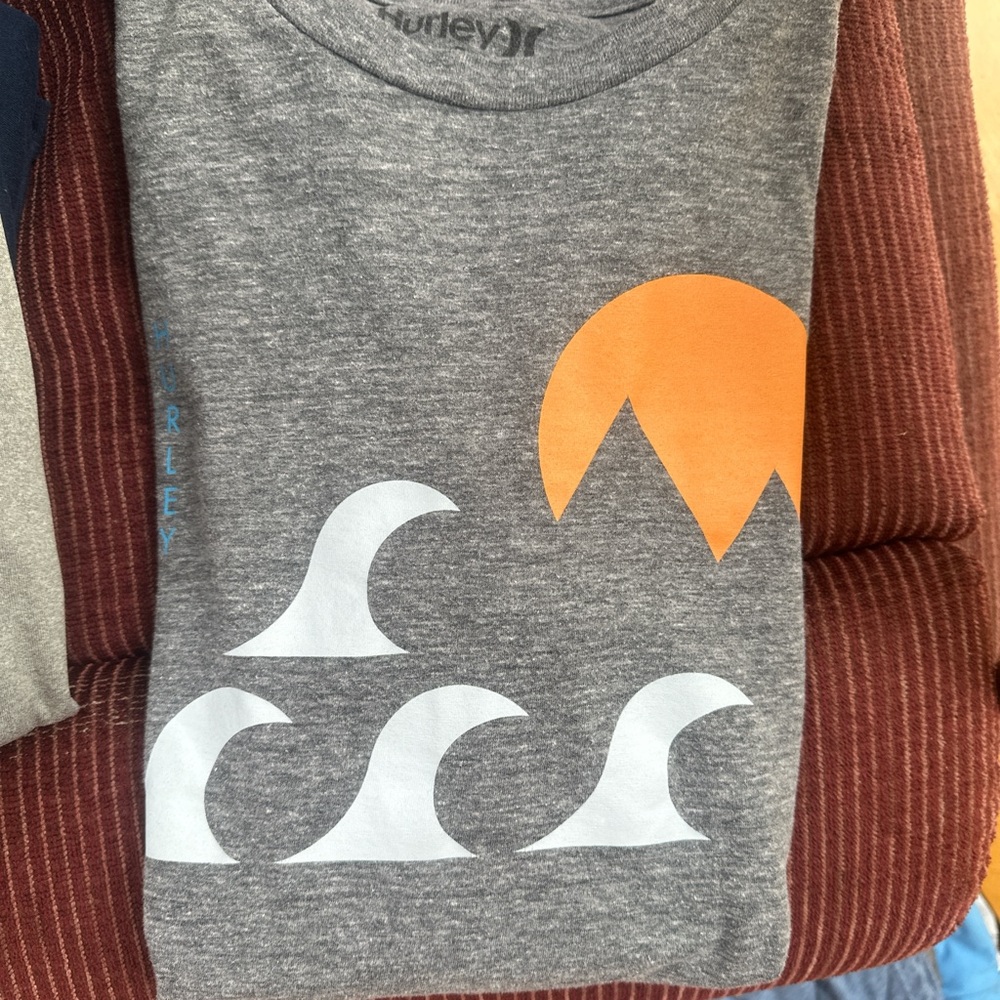 Hurley Men’s Gray and Orange Graphic Tee